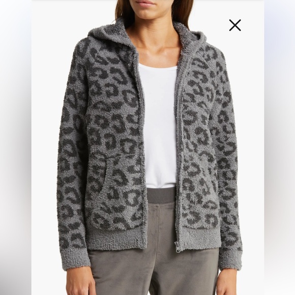 Barefoot Dreams Jackets & Blazers - Barefoot Dreams Cozy Chic In The Wild Print Zip Hoodie Size Womens XS Gray/Black